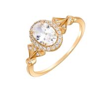Women 9K Yellow Gold Women Wedding Ring with Oval Moissanite, Size M 1/2