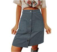 Women A Line Skirt Corduroy Skirt Elastic High Waist Buckle Design Short Button Plus Size Pencil Midi Summer Solid Basic Work Office Business Bodycon Skirts Party