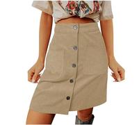 Women A Line Skirt Corduroy Skirt Elastic High Waist Skirt Buckle Design Short Skirt Button Plus Size Pencil Midi Skirt Summer Solid Basic Skirt Work Office Business Bodycon Skirts Party Clearance