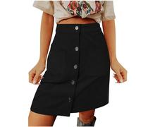 Women A Line Skirt Corduroy Skirt Elastic High Waist Skirt Buckle Design Short Skirt Button Plus Size Pencil Midi Skirt Summer Solid Basic Skirt Work Office Business Bodycon Skirts Party Clearance