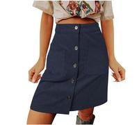Women A Line Skirt Corduroy Skirt Elastic High Waist Skirt Buckle Design Short Skirt Button Plus Size Pencil Midi Skirt Summer Solid Basic Skirt Work Office Business Bodycon Skirts Party Clearance