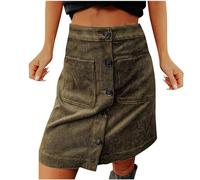 Women A Line Skirt Corduroy Skirt Elastic High Waist Skirt Buckle Design Short Skirt Button Plus Size Pencil Midi Skirt Summer Solid Basic Skirt Work Office Business Bodycon Skirts Party Clearance