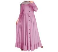 Women Abaya Muslim Dubai Kaftan Dress Solid Plain Full Length Loose Fit Long Sleeve Arabic Burka Islamic Dresses Middle East Outfits Clothing Red