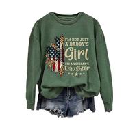 Women Activewear Sweatshirts UK Clearance Women's I'm Not Just Daddy's Girl I'm A Veteran's Printed Sweatshirt Tops Pullover Women Size 8