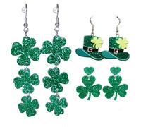 Women Adult St Patricks Day Earrings, Green Shamrock Dangle Earrings St. Patrick's Day Accessories Clover Earrings Irish Lucky Shamrock Dangle Earrings St. Patrick's Day Earrings for Women, L, Acrylic