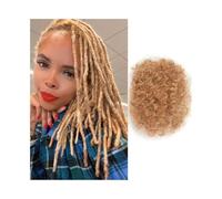 Women Afro Kinkys Bulk Human Hair for Dreadlock Extensions 27# Blonde Afro Crochet Hair for Black Women Extensions for Braids(8inches)