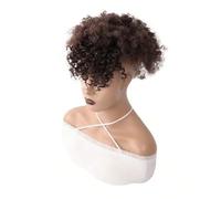 Women Afro Puff Drawstring Ponytail with Bangs Hair Black Womens Short Kinky Curly Ponytail Bun for Girls Hair Ponytail for Women Girls(Light Brown)