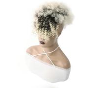 Women Afro Puff Drawstring Ponytail with Bangs Hair Black Womens Short Kinky Curly Ponytail Bun for Girls Hair Ponytail for Women Girls(Platinum)