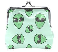 Women Alien Faces Green Cute Alien Faces Green Leather Buckle Kiss Closure Wallet Leather Wallet UNITALLA Cute Alien Faces Green UNITALLA Classic, Cute Alien Faces Green, UNITALLA, Classic