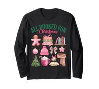 Women All Booked for Christmas Book Lover Xmas Gingerbread Long Sleeve T-Shirt