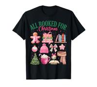 Women All Booked for Christmas Book Lover Xmas Gingerbread T-Shirt