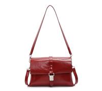 Women All-Match Shoulder Bag PU Leather Crossbody Bag Simple Flap Bag (Wine Red)