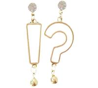 Women Alloy Earrings Rhinestone Earrings Asymmetric Exclamation Mark Ear Stud Question Mark Ear Plating Jewelry for Women