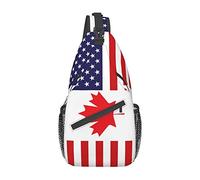 Women and Men American and Canada Flag Casual Diagonal Chest Bag Sling Bag Travel Hiking Bag