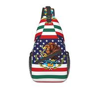 Women and Men American and Mexican Flag Casual Diagonal Chest Bag Sling Bag Travel Hiking Bag
