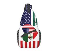 Women and Men American and Mexican Flag Casual Diagonal Chest Bag Sling Bag Travel Hiking Bag