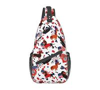 Women And Men American Flag With Dog Casual Diagonal Chest Bag Sling Bag Travel Hiking Bag