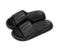 Women and Men Cloud Sliders Cushion Slippers with Thick Out-Sole Anti-Slip Lightweight Shower Slipper Comfortable Pillow Casual Slider for Bathroom, Pool and Outdoor Beach (Black, 6)
