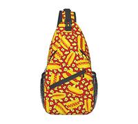 Women and Men Funny Hand Painted Hot Dog Food Pattern Casual Diagonal Chest Bag Sling Bag Travel Hiking Bag