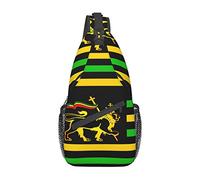 Women and Men Jamaican Lion Flag Casual Diagonal Chest Bag Sling Bag Travel Hiking Bag
