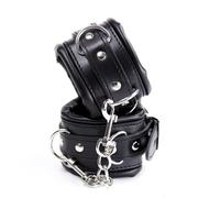 Women and Men Padded Leather Bondage Handcuffs, Collar and Ankle Cuffs for Sex Games, Soft Bondage Set - Adjustable Leather Sex Cuffs for BDSM Restraints (Black, Handcuffs)