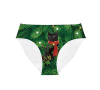 Women Animal Soft Breathable Underwear Hipster Panties Low Rise Bachelorette for Daily Party, Xmas Cat, M