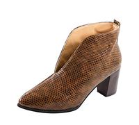 Women Ankle Booties Pointed Toe V Cut Chunky Heel Fasion Slip On Short Boot | High Chunky Heel Shiny Ankle Boot Comfort Non Slip Dress Boots For Daily Casual Office Work Holiday Travel Birthday Party Bar