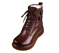 Women Ankle Boots Autumn and Winter Solid Color Splashing Plus Velvet Imple Comfortable Round Toe Womens Boots Size (Brown, 4.5)