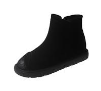 Women Ankle Boots Chelsea Boots Women Wide Fit Platform Shoes for Zip Fashion Thick Bottom Chunky Heel Shoes Breathable Fashion Round Head Chunky Heel for Leather Flat (Black,5.5)