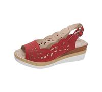 Women Ankle Strap Wedges Open Toe Wedge Sandals Women's Casual Side Hollow Belt Buckle Slope Bottom Roman Shoes Summer Fashion Ladies Sandals Gold Strappy Woman Sandal Shoes Size 6 (Red,6)