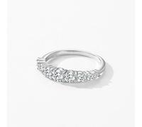 Women Anniversary Rings with Moissanite, Solid 18 Karat Real Gold Wedding Engagement Ring Bands Half Eternity Moissanite White Gold Promise Band for Women Size M 1/2