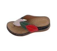 Women Arch Support Wedge Sandals Comfort Wedges Women's Summer Thick Bottom Clip Toe Beach Shoes Spell Color Slope Heel Open Toe Slippers Sandals for Bunions Black Womens Sandles Size 8 (Black,7)