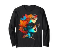 Women Art Autumn Leaves Human Colorful Artwork Women Long Sleeve T-Shirt