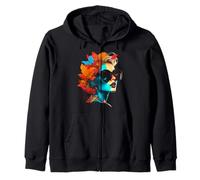 Women Art Autumn Leaves Human Colorful Artwork Women Zip Hoodie