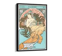Women Art Nouveau Alphonse Mucha Latin Quarter Canvas Floater Frame Print Picture Art - Black Frame 16 inch wide x 24 inch high