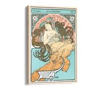 Women Art Nouveau Alphonse Mucha Latin Quarter Canvas Floater Frame Print Picture Art - Light Oak Frame 20 inch wide x 30 inch high