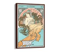 Women Art Nouveau Alphonse Mucha Latin Quarter Canvas Floater Frame Print Picture Art - Walnut Frame 16 inch wide x 24 inch high