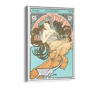 Women Art Nouveau Alphonse Mucha Latin Quarter Canvas Floater Frame Print Picture Art - White Frame 8 inch wide x 12 inch high