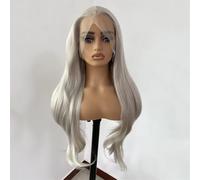 Women Ash Blonde Lace Front Wig Long Natural Wavy Synthetic Hair 13X4 Natural Hairline Glueless Wigs Ash Blonde 26inches-Lace Front