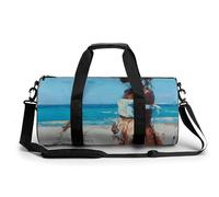 Women at The Beach Gym Bag Sport Gym Tote Bag Lightweight Duffle Bag Carry On Weekender Bags for Women Men, white, 17.7in/9in/9in