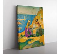 Women At The Well By Paul Signac Classic Painting Canvas Wall Art Print Ready to Hang, Framed Picture for Living Room Bedroom Home Office Décor, 50x35 cm (20x14 Inch)