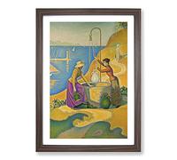 Women at The Well by Paul Signac Framed Print | A2 Walnut Framed Wall Art | Ready to Hang | Modern Nature Picture | Living Room Bedroom Lounge Office