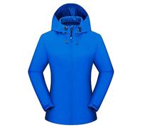 Women aterproof Zip Up Jacket Solid Hooded Slim Pocket Single Layer Outdoor Jacket Mountaineering Jacket Windbreaker Jacket Women's Jackets Long terproof Coats For Women (Blue, M)