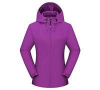Women aterproof Zip Up Jacket Solid Hooded Slim Pocket Single Layer Outdoor Jacket Mountaineering Jacket Windbreaker Jacket Women's Jackets Long terproof Coats For Women (Purple, L)