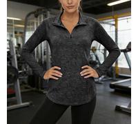 Women Athletic Top Long Sleeve Half Zip Pullover Quick Dry Stretch Workout Shirt Slim Fit Training for Gym Running Yoga