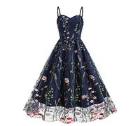 Women Audrey Hepburn 1950s Dress Lace Floral Elegant Cocktail Party Dress A Line Sleeveless Retro Dresses Swing Flowy Tea Dress Audrey Hepburn Vintage Rockabilly 50s 60s Dance Gown