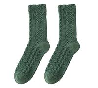 Women Autumn And Winter Matching Thickened Warm Mid Tube Socks Women Thick Socks Olive Socks (Green, One Size)