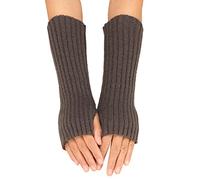 Women Autumn And Winter Solid Color Multicolor Wool Long Striped Knit Half Finger Gloves Gloves Mitten (GY2, One Size)