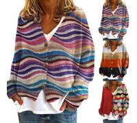 Women Autumn Cardigans Cable Knit Floral Prints Jumpers for Women UK Button Long Sleeve Ladies' Plus Size New Christmas Abstract Printed Casual Cloak Jacket Cardigan Women's Fashion