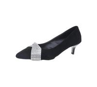 Women Autumn Suede Pointed Rhinestone Fine Heel Professional Shoes Black